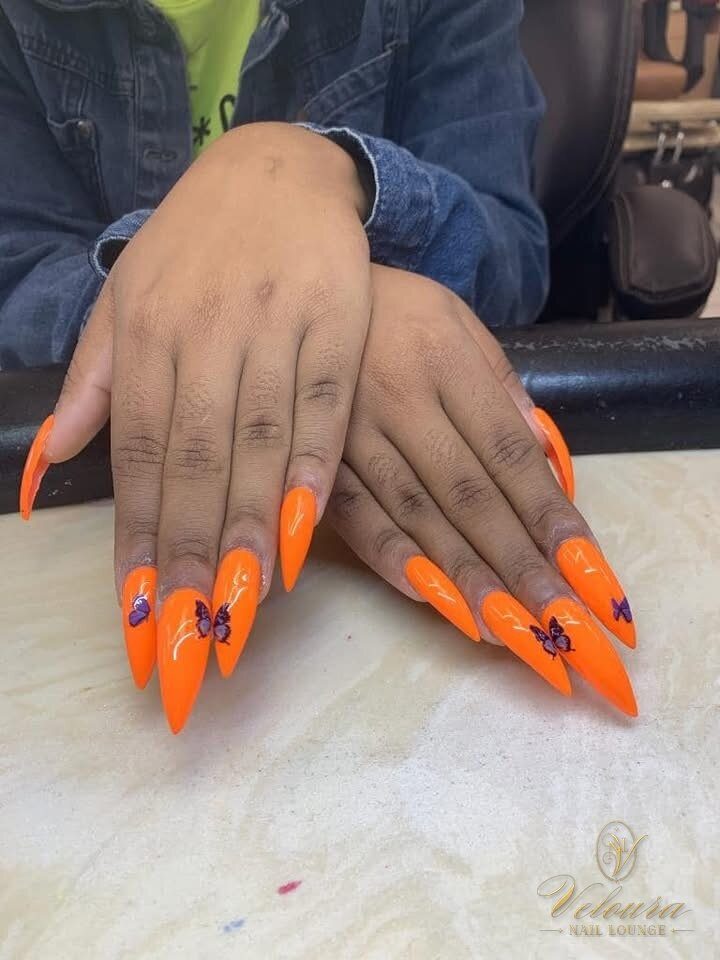 Hand-painted nail design by Veloura Nail Lounge, Augusta GA
