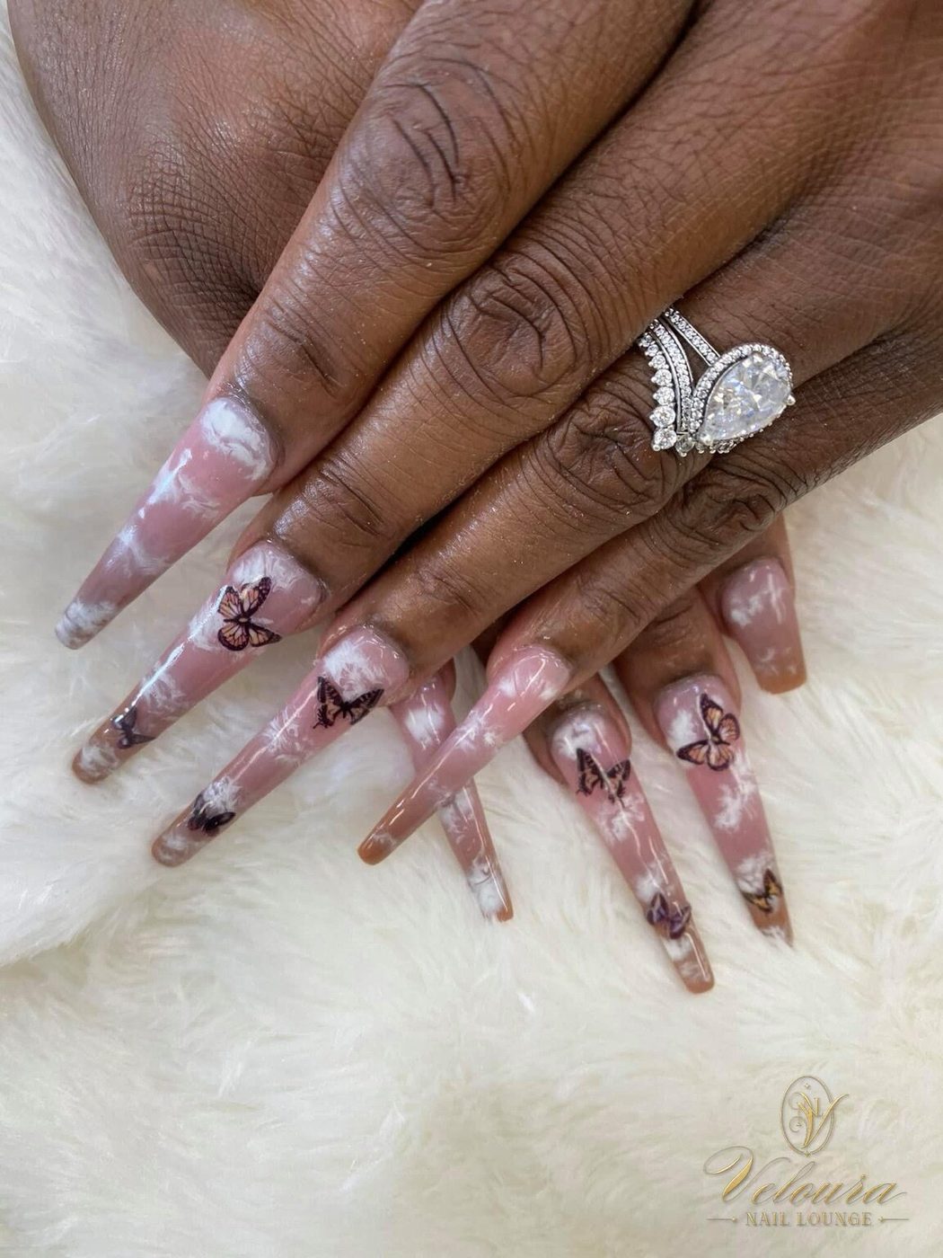 Hand-painted nail design by Veloura Nail Lounge, Augusta GA