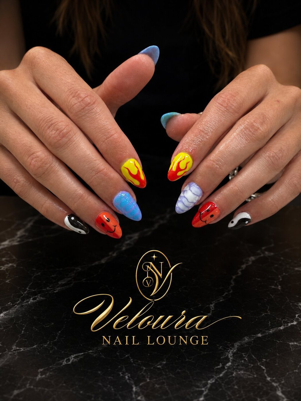 Custom nail art design — Veloura Nail Lounge, Wrightsboro Rd Augusta