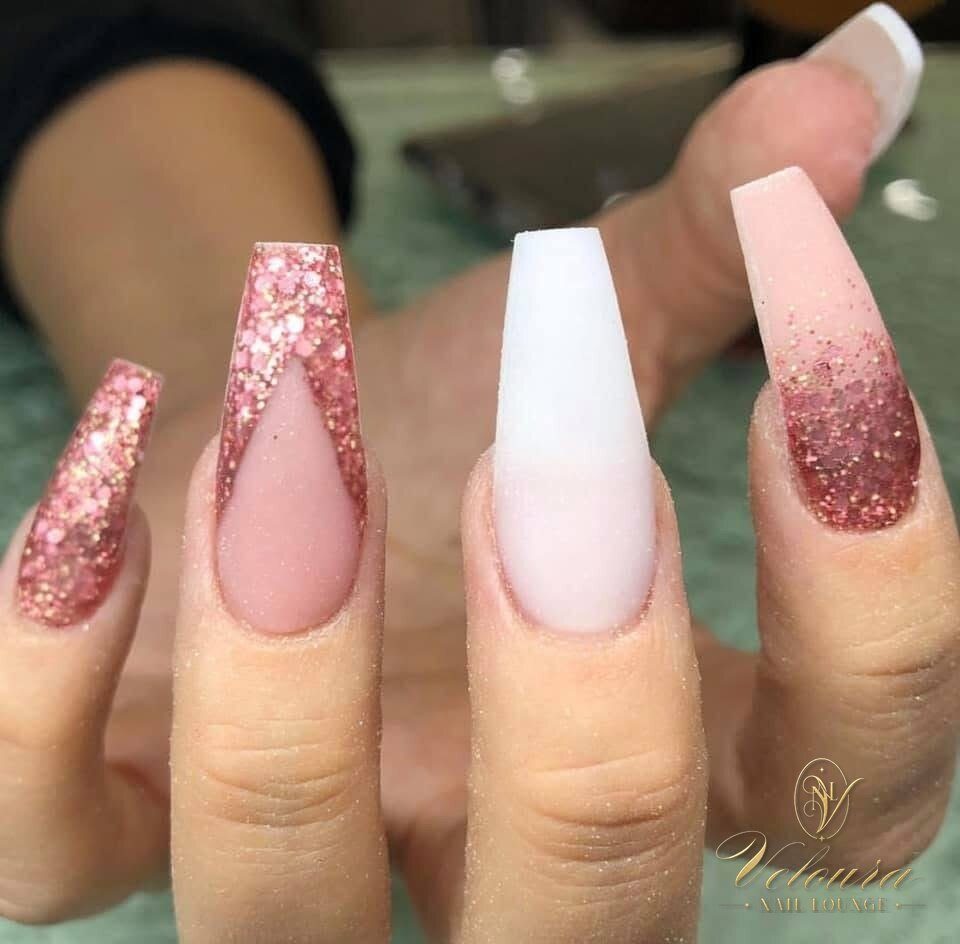 Hand-painted nail design by Veloura Nail Lounge, Augusta GA