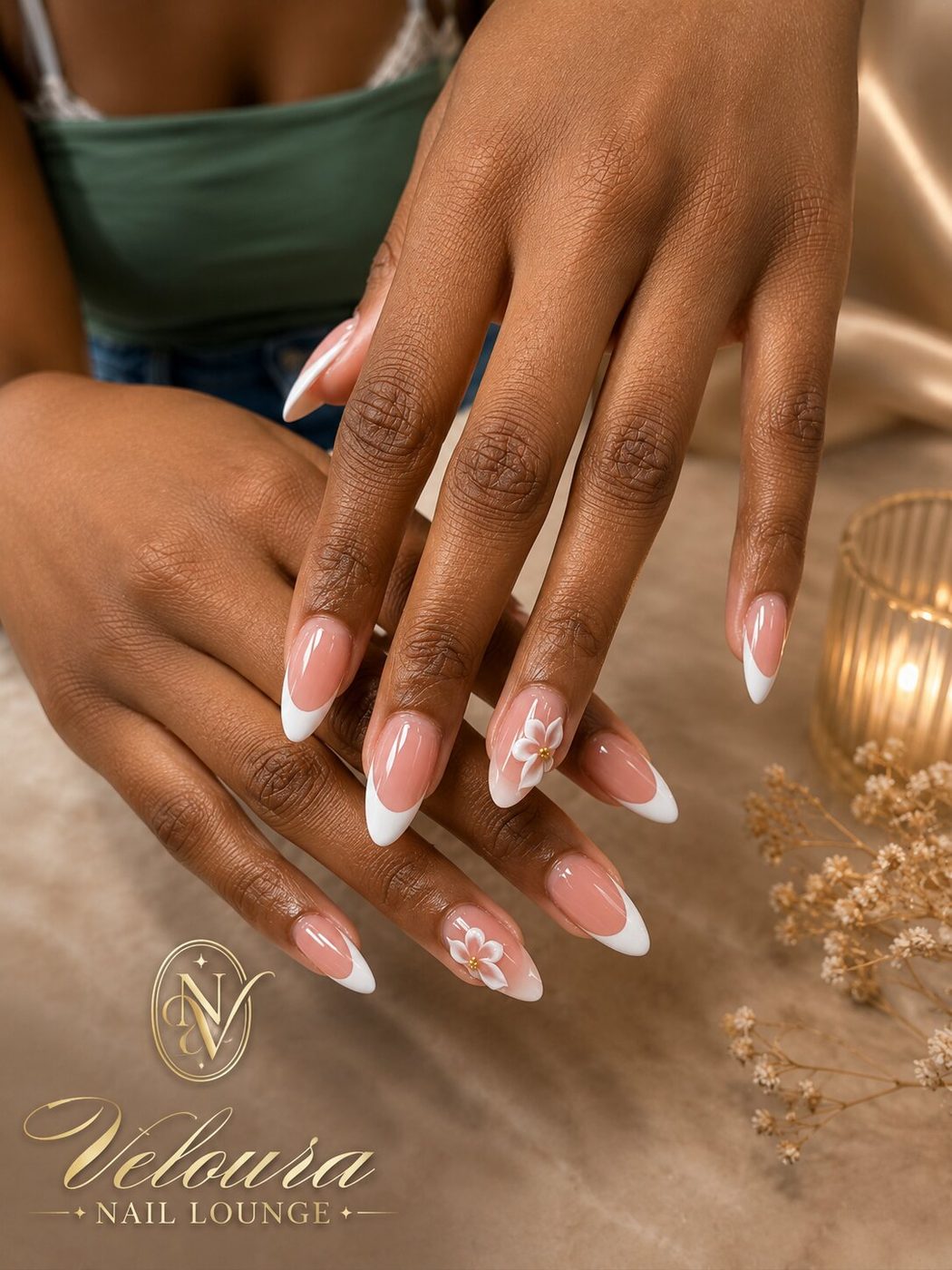 Luxury gel-x manicure at Veloura Nail Lounge in Augusta, GA