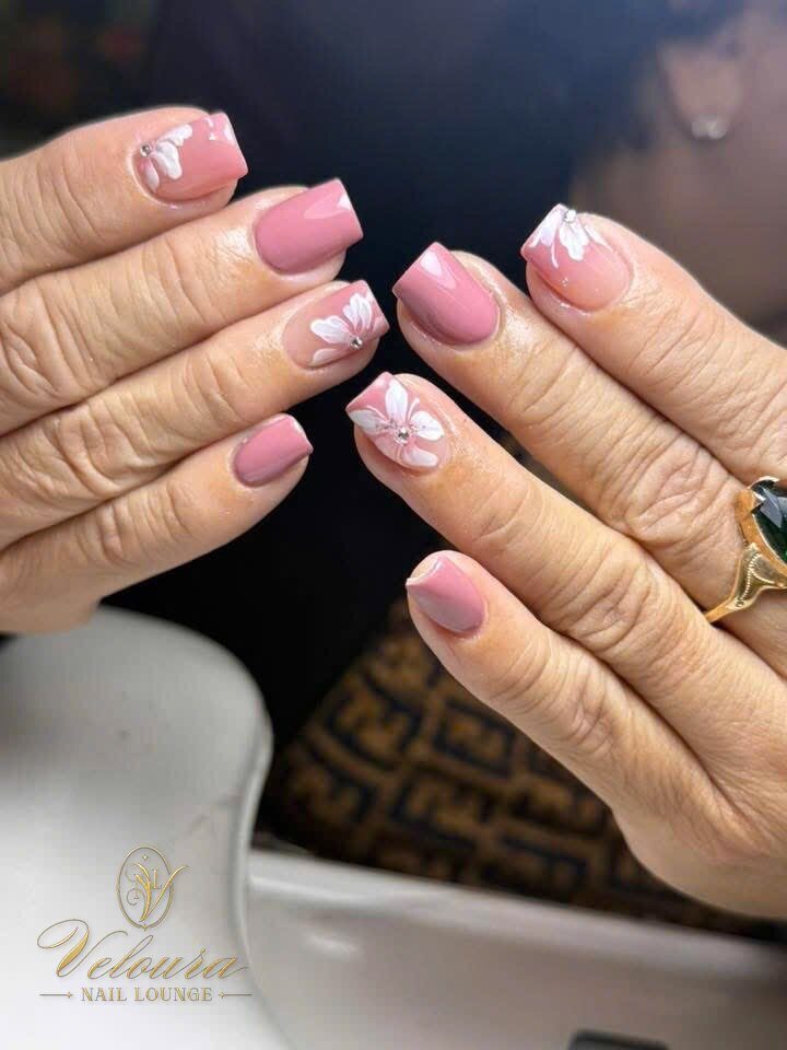 Chrome french tip nails by Veloura Nail Lounge, Augusta Georgia