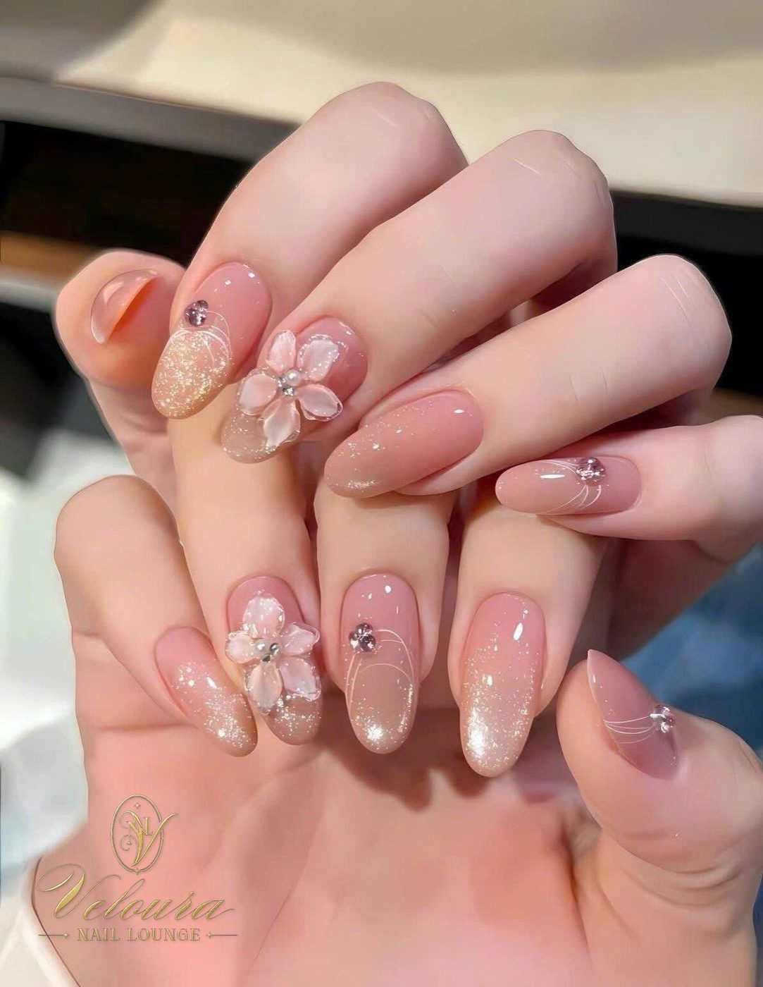 Ombre acrylic full set at Veloura Nail Lounge in Augusta, GA
