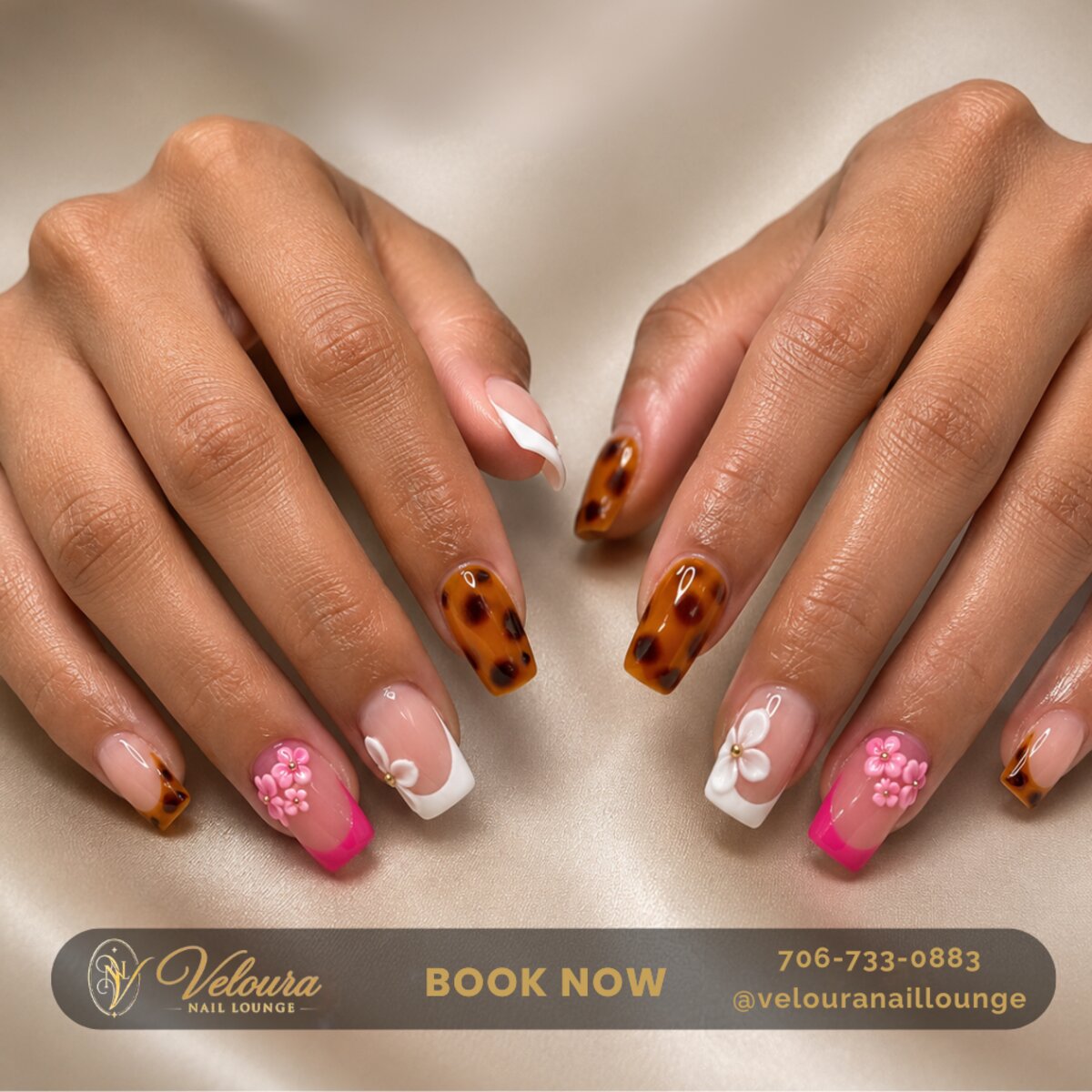 Luxury gel-x manicure at Veloura Nail Lounge in Augusta, GA